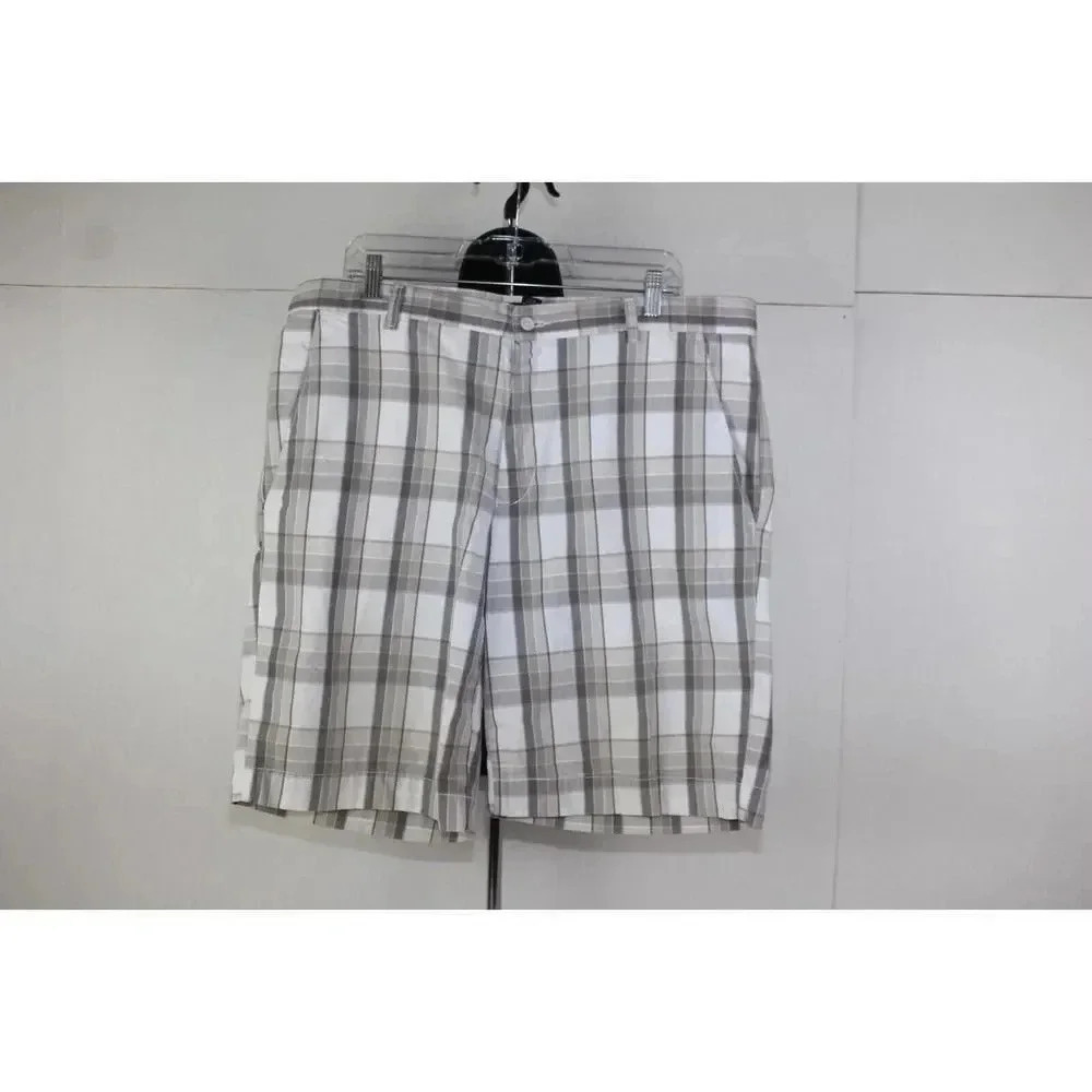 ALFANI MEN'S GRAY PLAID 100% COTTON SHORTS SIZE W36